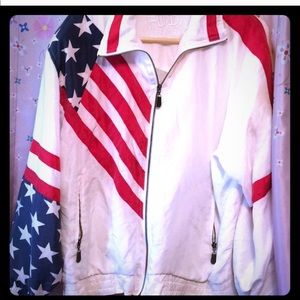 Vintage silk bomber patriotic jacket